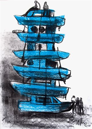 MACHADO ALEXIS LEYVA (KCHO) Nueva Gerona (Cuba) 1970Senza titolocarboncino e...