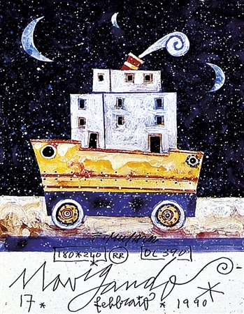 MUSANTE FRANCESCO Genova 17/02/1950Navigandotecnica mista su tavola cm....