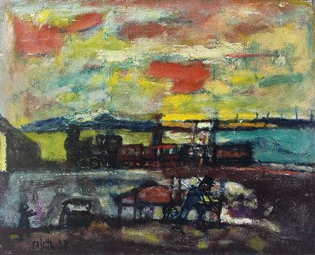 PAJETTA GUIDO Monza (Mi) 08/02/1898 - Milano 15/02/1987Carretto e treno,...