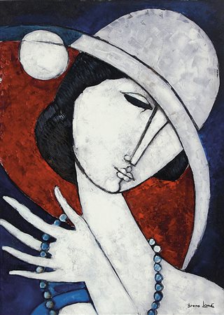 LANDI BRUNO Roma 23/03/1941Il grande cappello, 1999olio su tela cm. 70x50,...