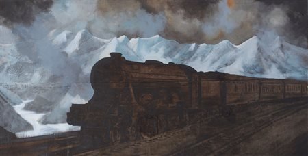 PIGNATELLI LUCA Milano 22/06/1962Treno con grande ghiacciaio, 2001olio su...