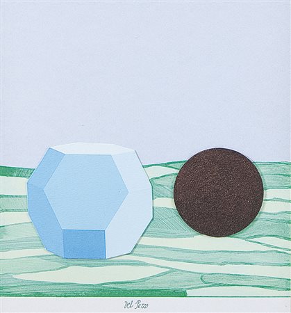 DEL PEZZO LUCIO Napoli 1933Geometrieacquerello e collage su cartoncino cm....