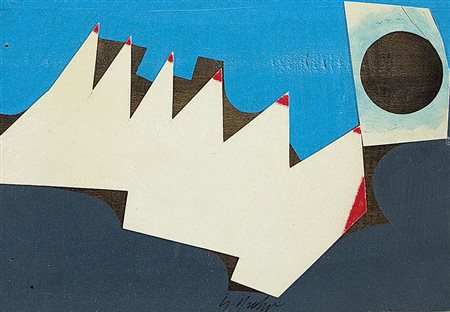 DANGELO SERGIO Milano 1932Inverno e lunatecnica mista e collage su tavola cm....