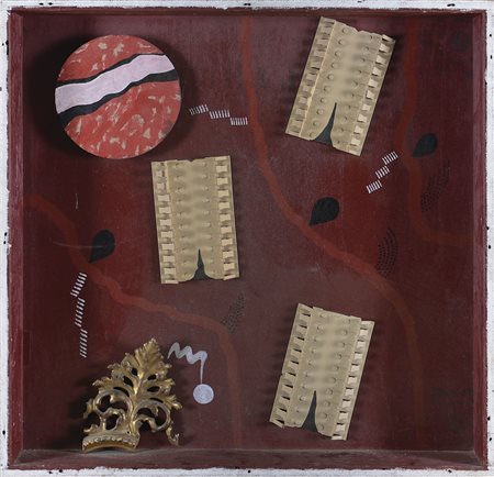 DANGELO SERGIO Milano 1932Voices smalti e collage su tavola (scatola in...