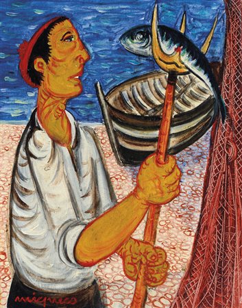 MIGNECO GIUSEPPE Messina 09/02/1908 - Milano 28/02/1997Pescatore con fiocina,...