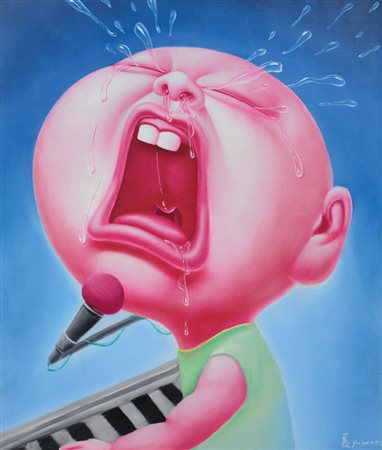 YIN JUN 1974Crying, 2007olio su tela cm. 120x100x3, firma e anno in basso a...