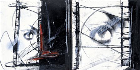 TAMBURRO MARCO Perugia 26/12/1974Senza titolosmalto, tecnica mista e collage...