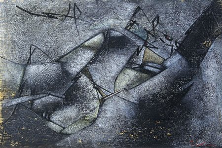 PROVINO SALVATORE Bagheria (Pa) 04/06/1943La montagnaolio su carta applicata...