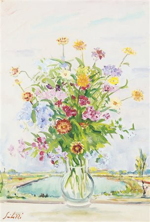 SEIBEZZI FIORAVANTE Venezia 1906 - 1975Vaso di fioriolio su tela cm. 65x45,...