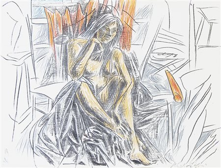 FAZZINI PERICLE Grottammare (Ap) 1913 - Roma 1987Figura sedutapastelli su...