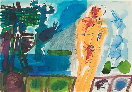 ZOTTI CARMELO Trieste 1933 - Treviso 16/05/2007Figura, 1963china e acquerello...