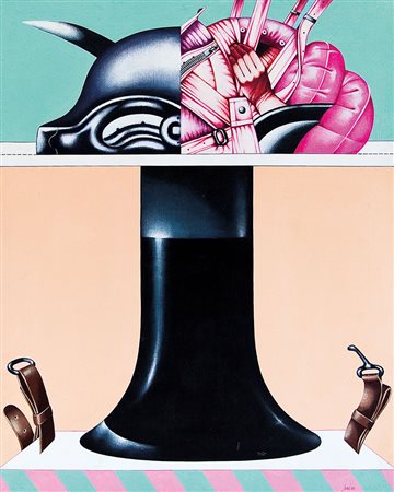 SARRI SERGIO Torino 07/04/1938Tavolo imbottito, 1971olio su tela cm. 100x80,...