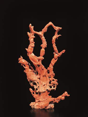 SCULTURA, CINA, FINE SEC. XIX in corallo, modellato nella forma di una...