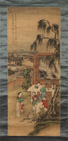 ROTOLO , CIN A, SEC C . XIX -XX su seta riportata su carta , raffigurante...