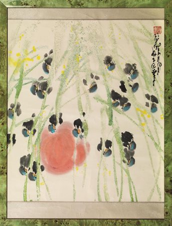 QUATTRO DIPINTI, CINA, SEC. XX su carta , con vari soggetti, misure varie...