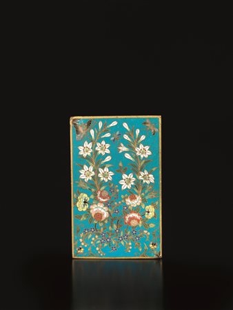 PLACCA, CINA, DINASTIA QING, PERIODO QIANLONG in bronzo dorato e smalti...