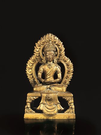 SCULTURA, CINA, DINASTIA QING, EPOCA QIANLONG (1736-1796) in bronzo dorato,...