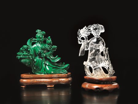 LOTTO DI QUATTRO SCULTURE, CINA, SECC. XIX-XX in materiali vari, raffiguranti...