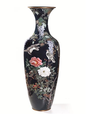 GRANDE VASO, GIAPPONE, SEC. XIX, PERIODO MEIJI in metallo smaltato, decorato...