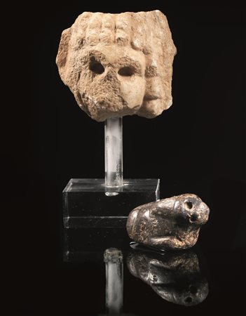 TESTA DI DIVINIT&Agrave; MESOPOTAMICA Materia e tecnica: calcare e basalto...