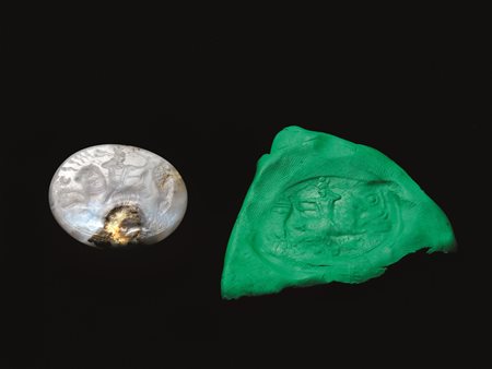 grande sigillo sasanide Materia e tecnica: calcedonio-agata fasciata con...