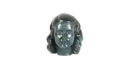 GRUPPO IN CERAMICA INVENTRIATA IN VERDE prima metà del XX secolo raffigurante...