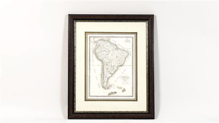 CARTA GEOGRAFICA DELL'AMERICA MERIDIONALE incisione, in cornice difetti cm...