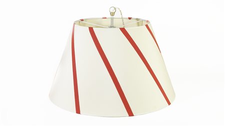 LAMPADARIO IN TELA COLOR AVORIO decorato con strisce oblique rosse h cm 29,...