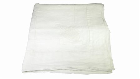 TOVAGLIA IN LINO COLOR AVORIO con inserti in pizzo cm 180x300 LINEN TABLECLOTH