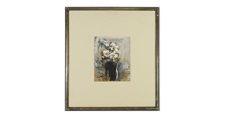 SERGIO SCATIZZI (1918-2009) Vaso con fiori tempera su carta, firmato, in...