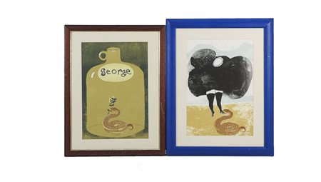 ANTONIO POSSENTI George e Paesaggio marino con figura femminile e serpente,...