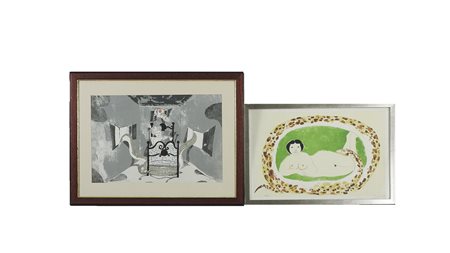 ANTONIO POSSENTI Veduta d'interno con figura e serpente e Nudo femminile con...