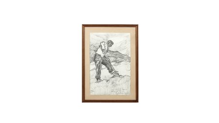 CARLO DOMENICI (1898-1981) Contadino 1960 carboncino su carta, firmato,...