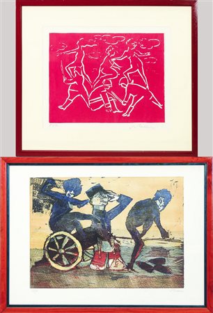 MINO MACCARI (1898-1989) Composizioni con figure due litografie, es 49/75 e...