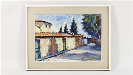 DINO MIGLIORINI (1907-2005) Scorcio di strada olio su faesite, firmato, in...