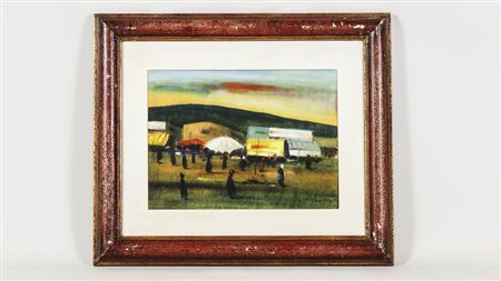 SALVATORE MAGAZZINI Marrakech olio su tavoletta, firmato, al verso titolato e...