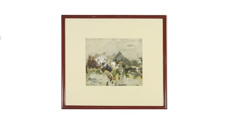 SERGIO SCATIZZI (1918-2009) Fiori tempera su carta, firmato, in cornice cm...