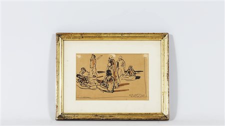 FELICE CARENA (1879-1966) Cristo predica ai poveri in riva al mare china su...