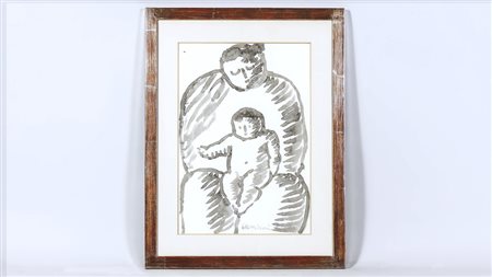 VENTURINO VENTURI (1918-2002) Maternità acquerello su carta, firmato, in...