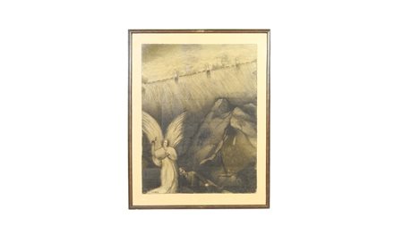 FILLIDE LEVASTI (1883-1966) Scena dell'apocalisse Anni Cinquanta carboncino...