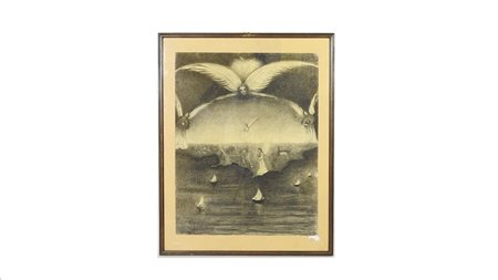 FILLIDE LEVASTI (1883-1966) Scena dell'apocalisse 1956 carboncino su carta,...