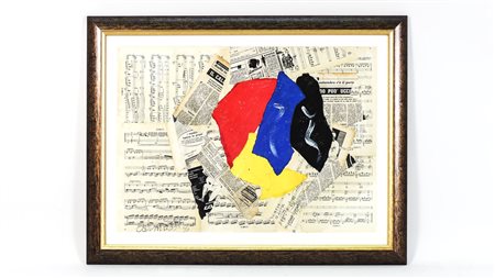 ARTURO CARMASSI (1925-2015) Composizione con spartiti musicali 1996 tecnica...