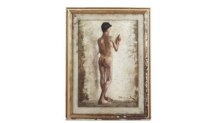 FRANCESCO CAMARDA (1886-1962) Studio di nudo bozzetto ad olio su tela,...