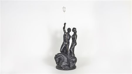 ALIGI SASSU (1912-2000) Poseidone e Atena gruppo in bronzo, es 46/275,...