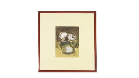 SERGIO SCATIZZI (1918-2009) Vaso con fiori tempera su carta, firmato, in...