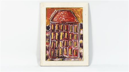 SILVIO LOFFREDO (1920-2013) Battistero olio su cartone, firmato cm 50x34,5...