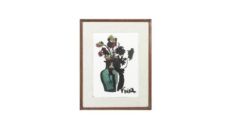 LUCIO VENNA (1897-1974) Vaso con fiori olio su tela, firmato, in cornice cm...