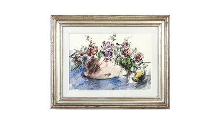 SERGIO SCATIZZI (1918-2009) Natura morta con fiori tecnica mista su carta,...