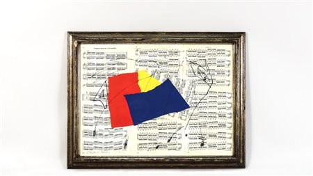 ARTURO CARMASSI (1925-2015) Composizione con spartiti musicali 1983 tecnica...