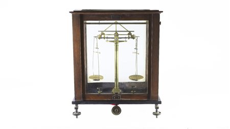 BILANCIA DI PRECISIONE D'EPOCA entro teca OLD PRECISION SCALE